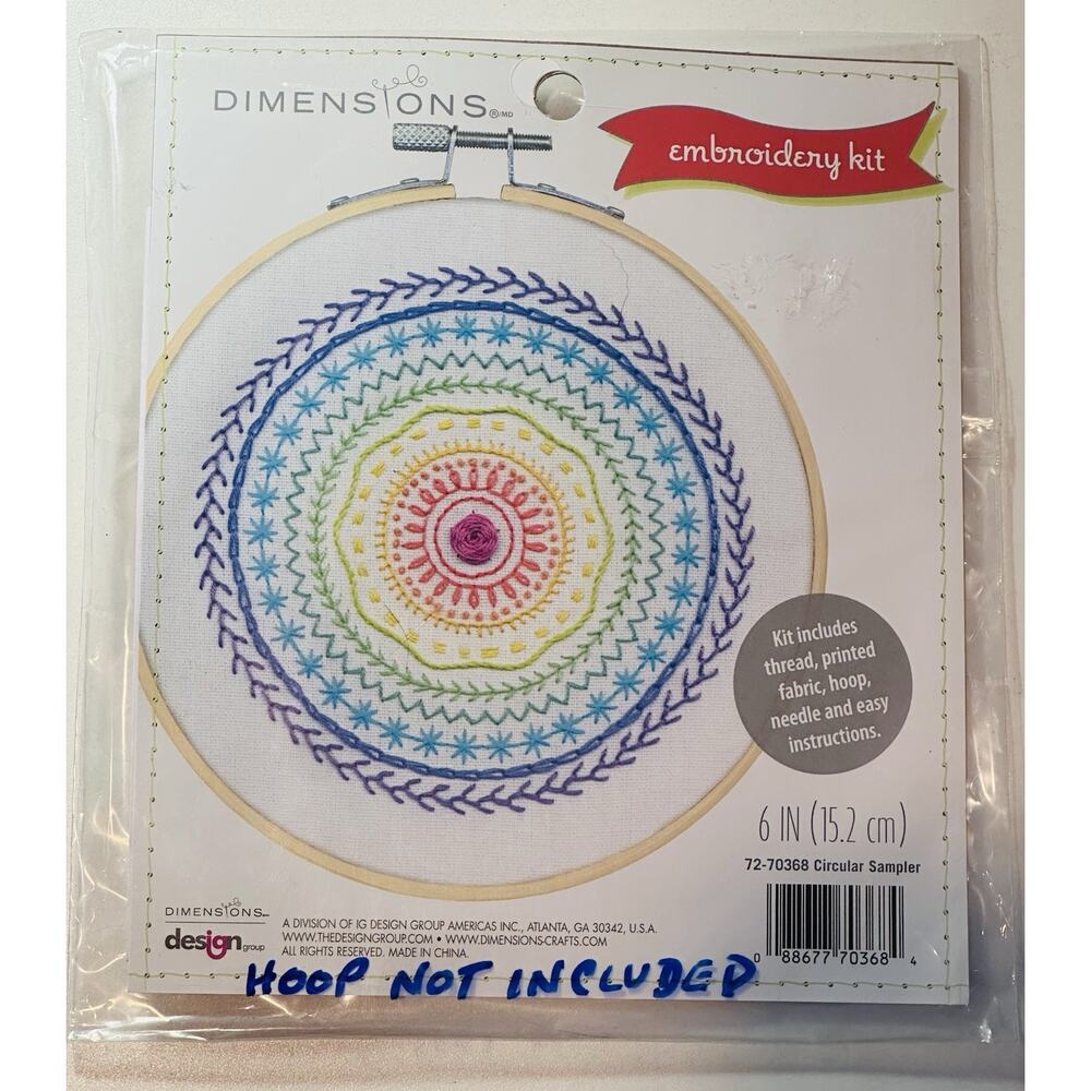 Embroidery Kit ~ Dimensions Learn-a-Craft Floral Circle 6" NO Hoop DYI Art Decor